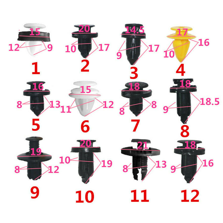 150x Plastic Fasteners Push Pin Rivet Clips Kit For Car Door Panel Bumper Fender