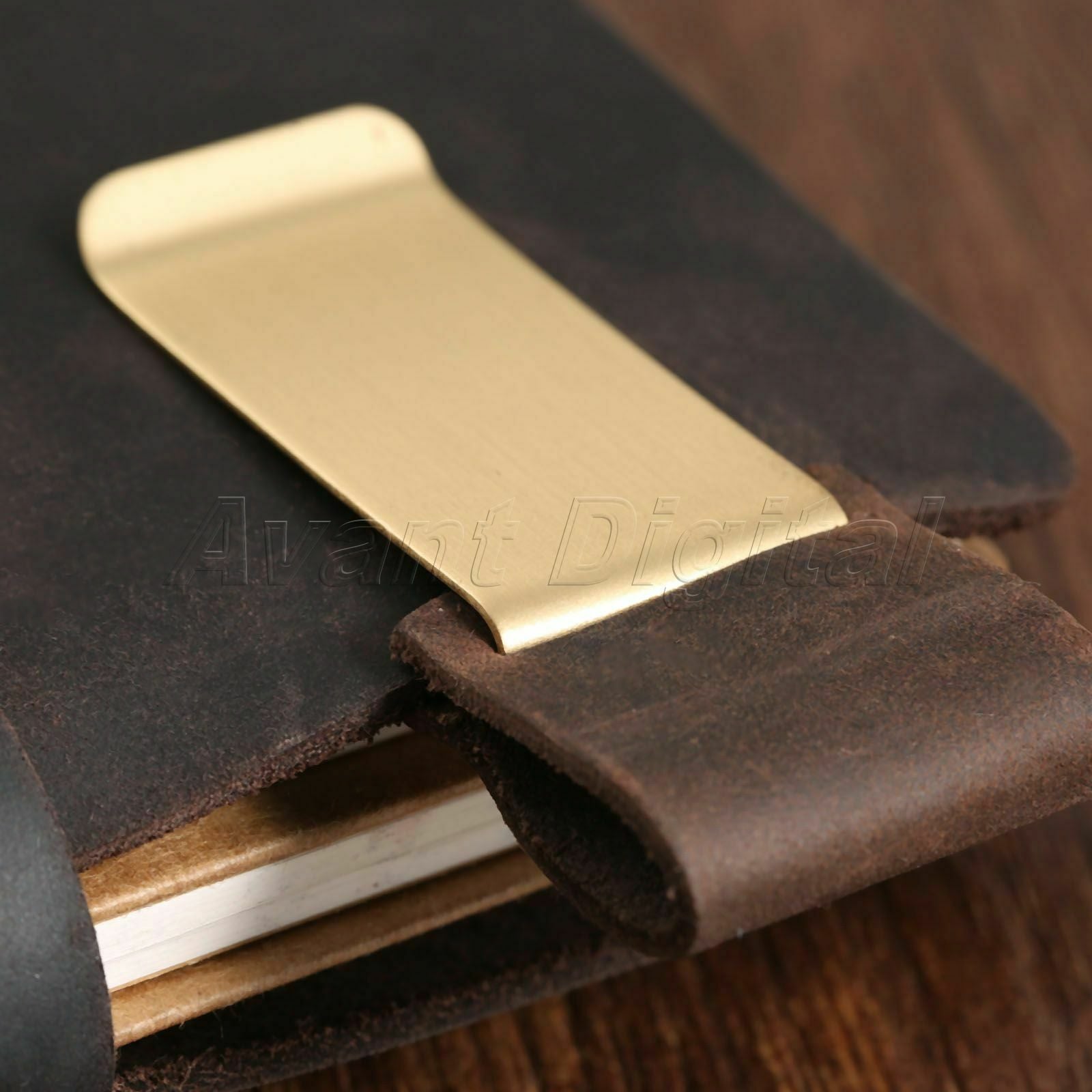 Brown Leather Pen Organizer Holder For Notepad Passport Notebook Journal Memo