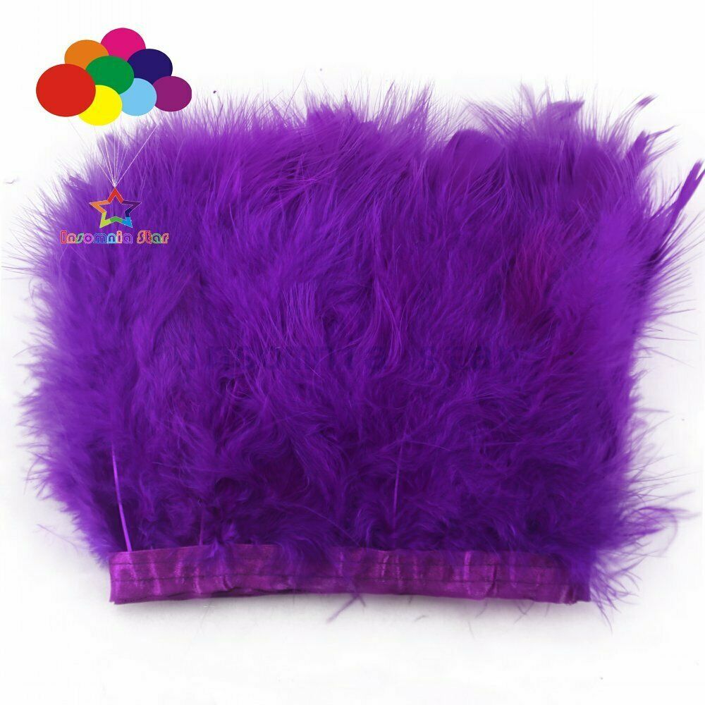 Purple Turkey Marabou Feather Fringe Trim Craft Feathers 6-7 inch Width Pack 2M