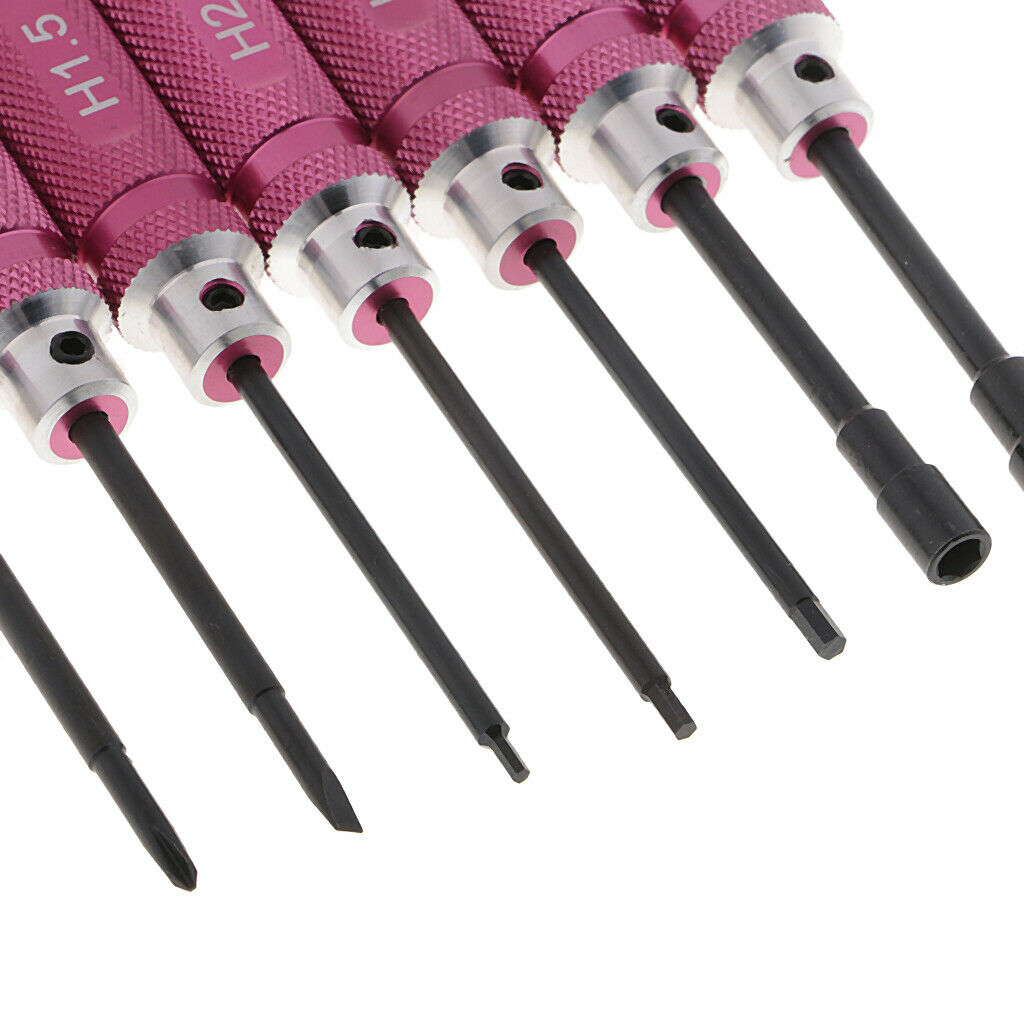 7x Hexagon Screwdriver Tool Wrench Sleeve/Flat Heat/Cross for RC Plane Red