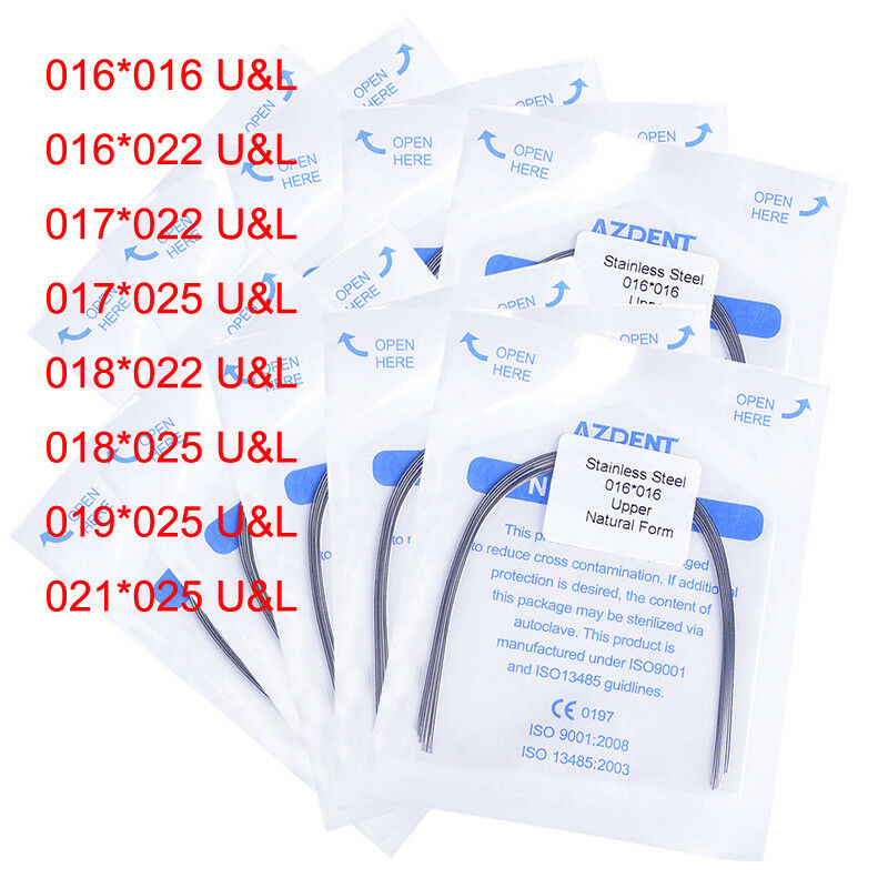 100X AZDENT Dental Stainless Steel Rectangular Arch Wires Nature Form 10pc/pack