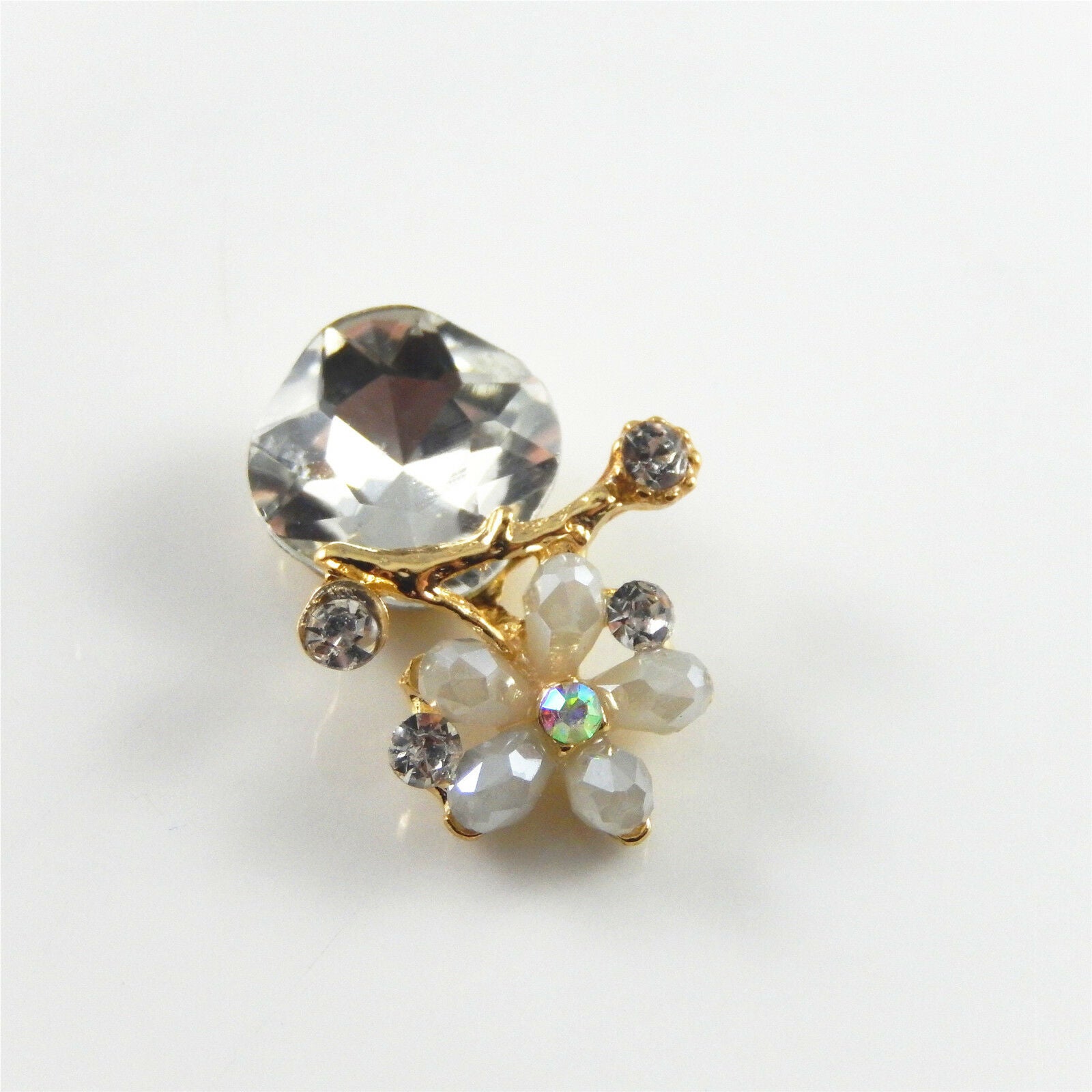 4 pcs Golden Flower Charm Crystal Earring Pendant Making Alloy Crafts 27*18*7mm
