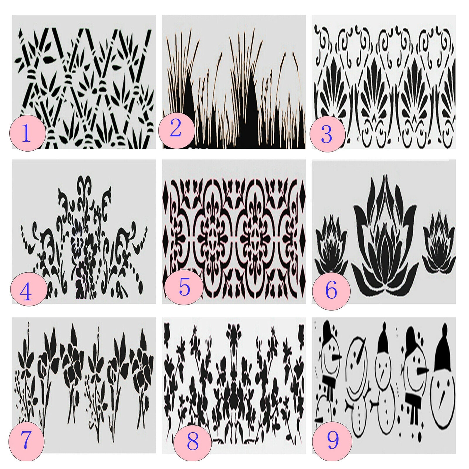 Set of 9 DIY Cake Lace Decoration Moulds Embosser Mat Mold Eco-friendly