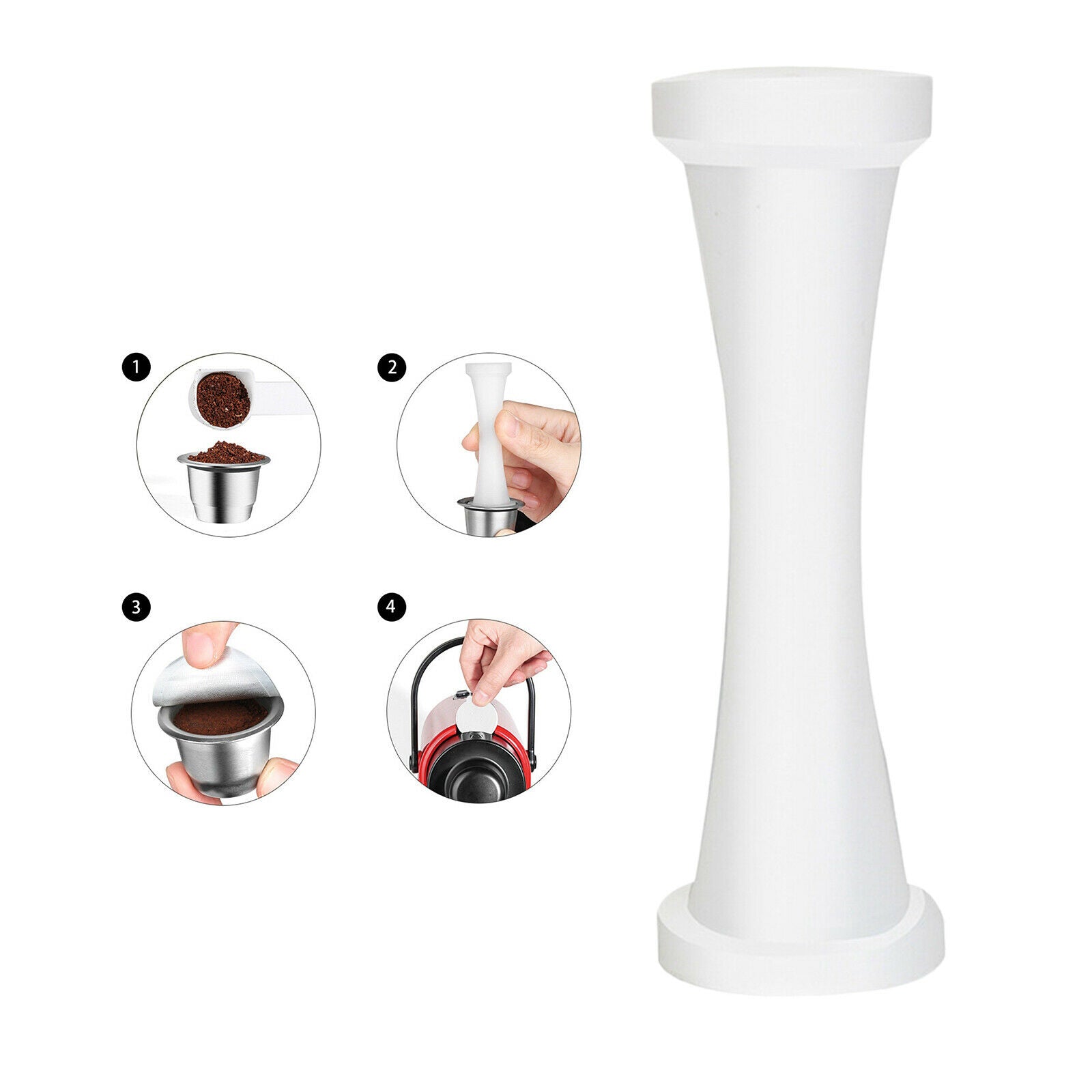 Solid Plastic Coffee Capsule Tamper Dual Head Espresso Capsule Filling Tool