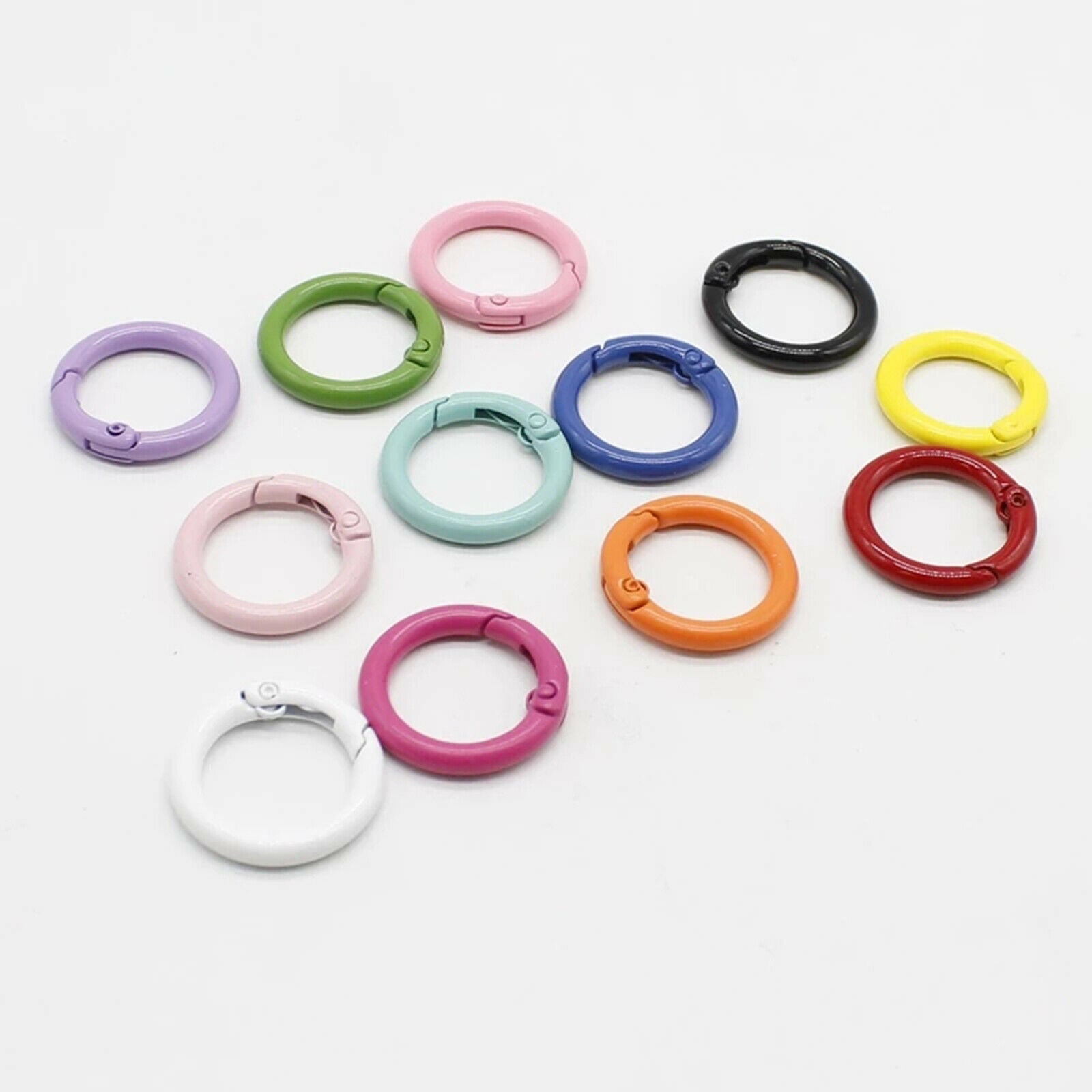 20x Multicolored Round Spring Snap Clip Hook Alloy Carabiner Keychain Buckle