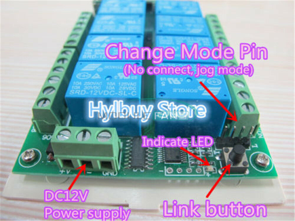 DC 12V 8-Channel Relay RF Switch 1000m Remote Control Transmitter+ Receiver