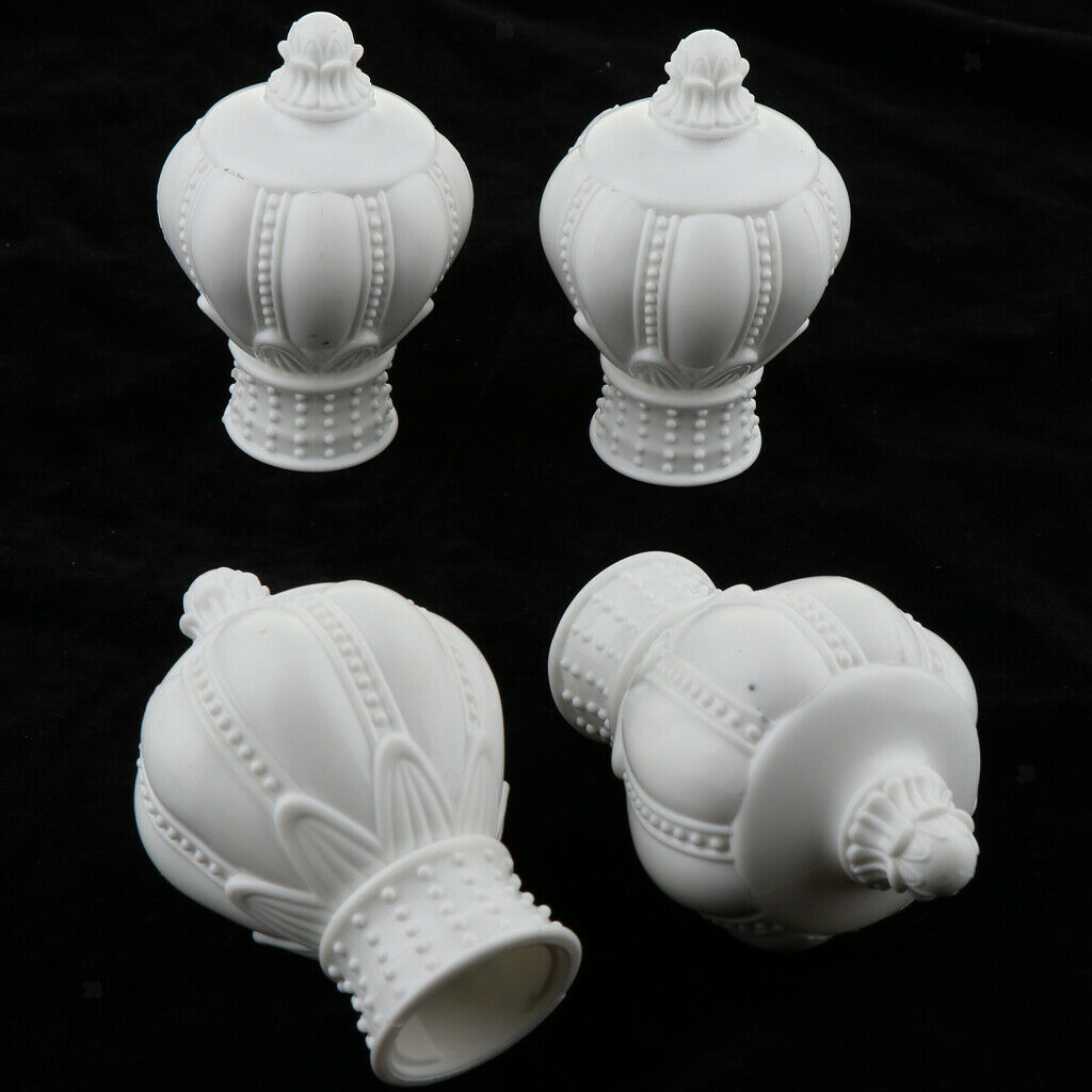 4Pcs Decorative Window Curtain Pole Rod End Cap Final Head 28mm White_2