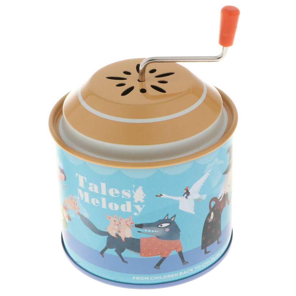 Classic Cartoon Fairy Tale Tin Hand Crank Music Box for Kids Toddler Christmas