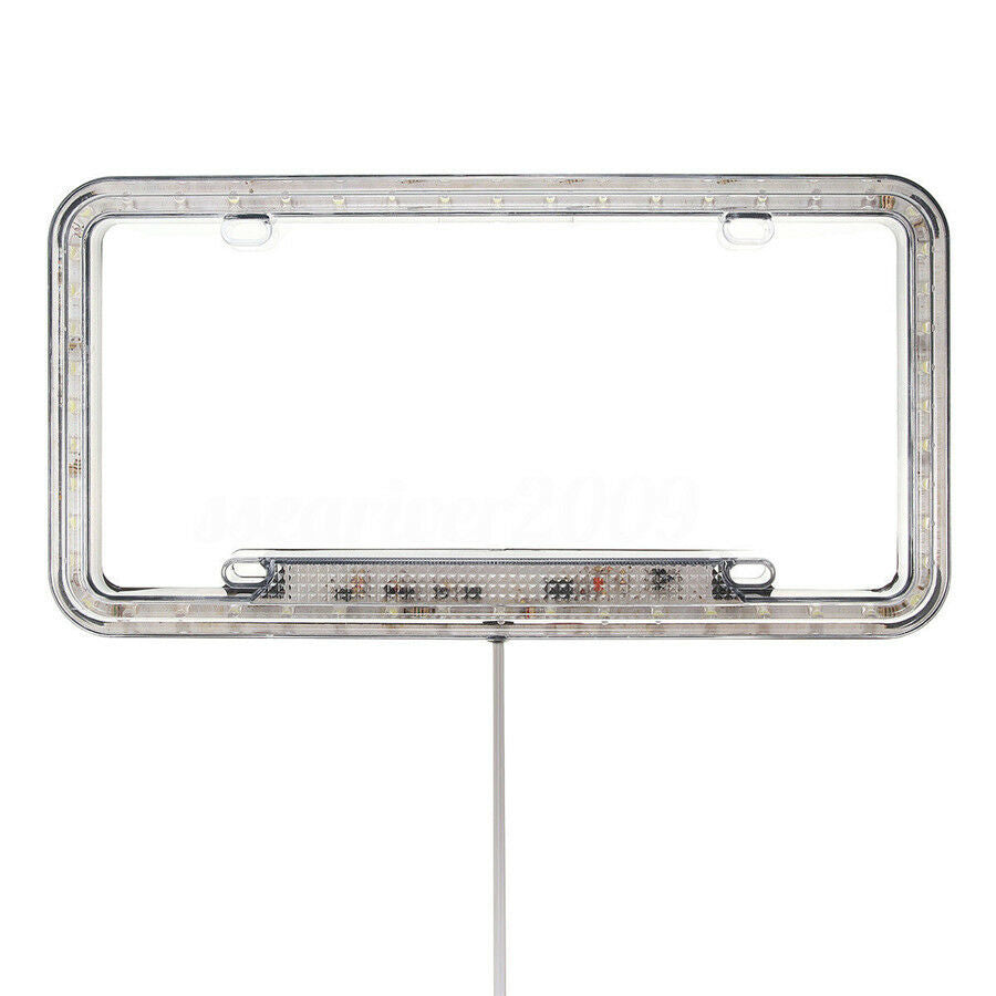 12V Red 54 LED Light Acrylic Plastic US Car Rear License Plate Cover Frame Kit