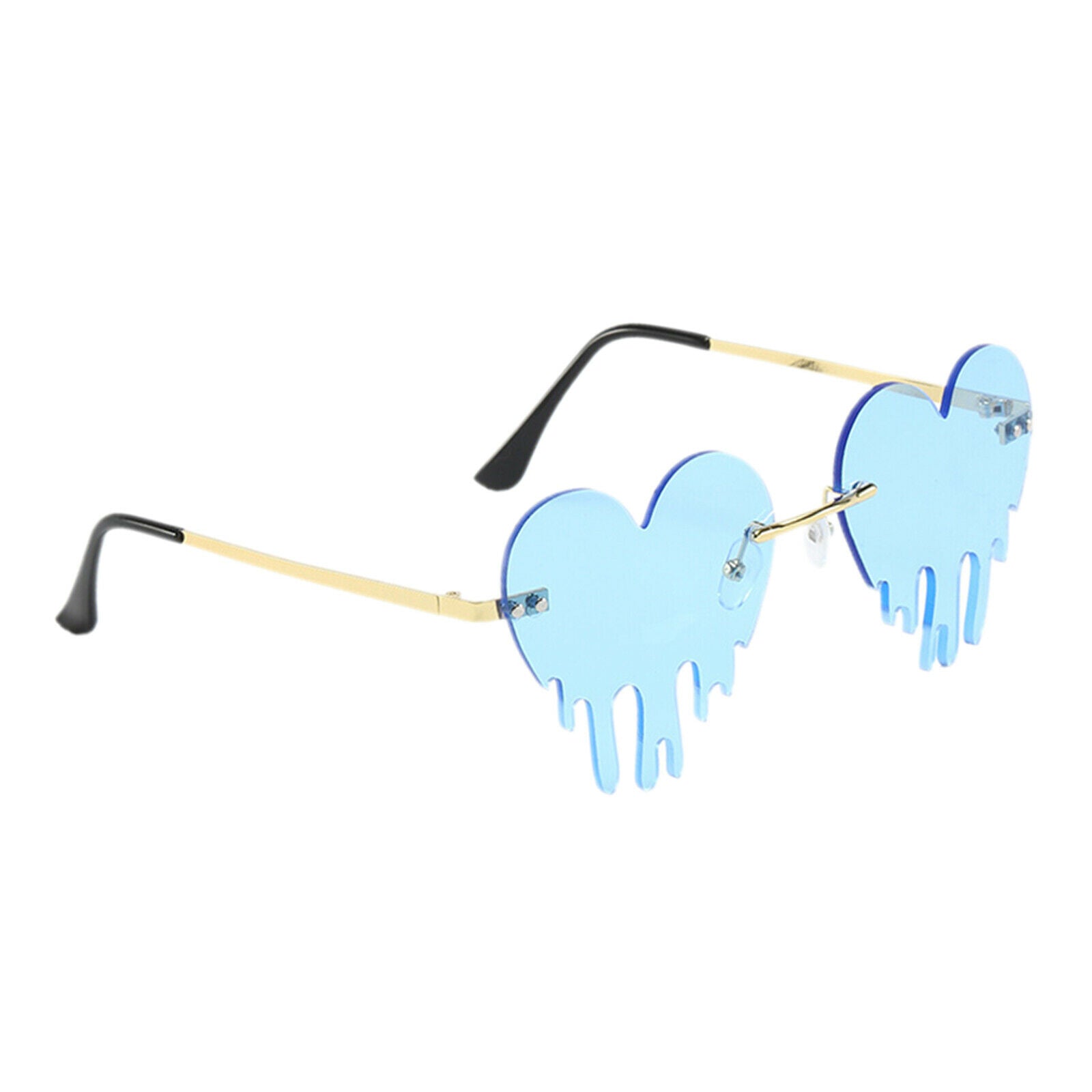 2x Dripping Heart Sun Glasses for Women Party Shades Eye Glasses Frameless