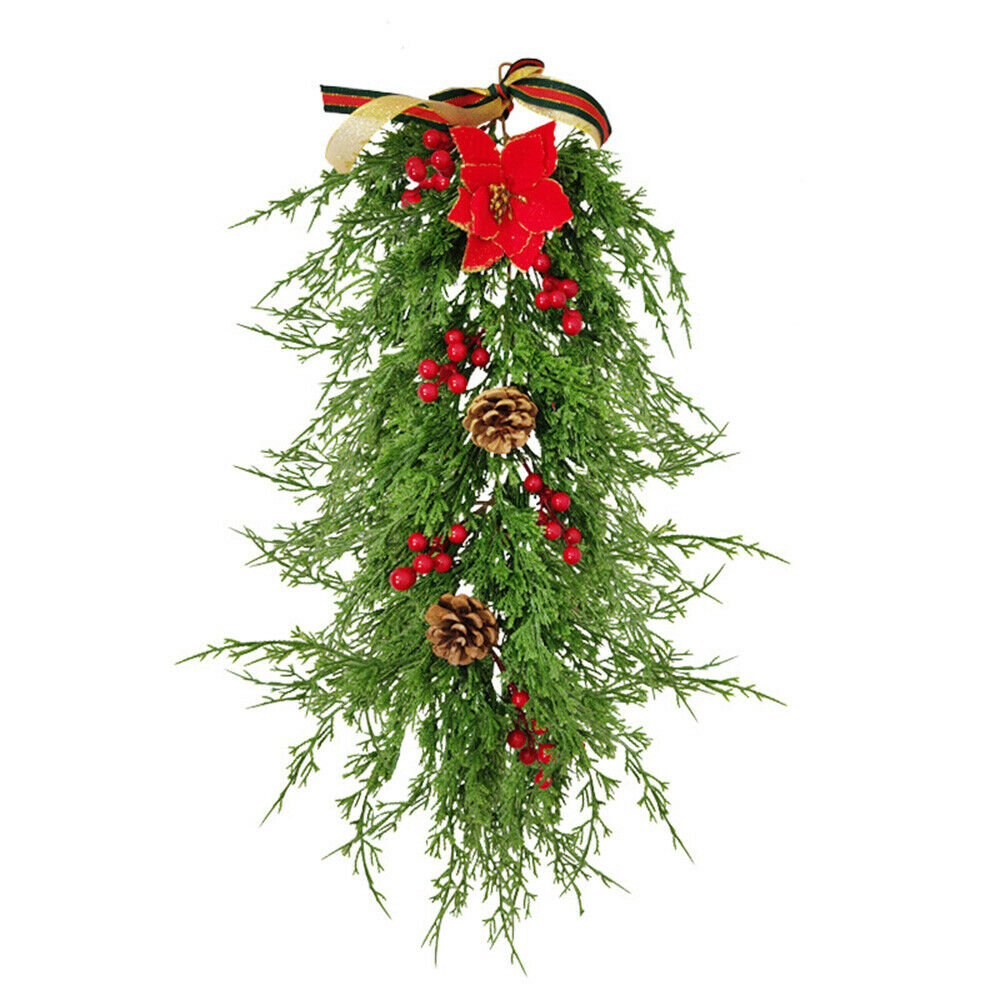 Christmas Artificial Flower Pine Cones Berry Branch Hanging Xmas Door Decor DIY