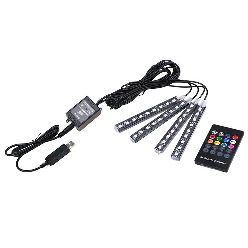9LEDs Car Auto Interior Atmosphere Lamp Strip Light USB Charger Decorative  Lamp