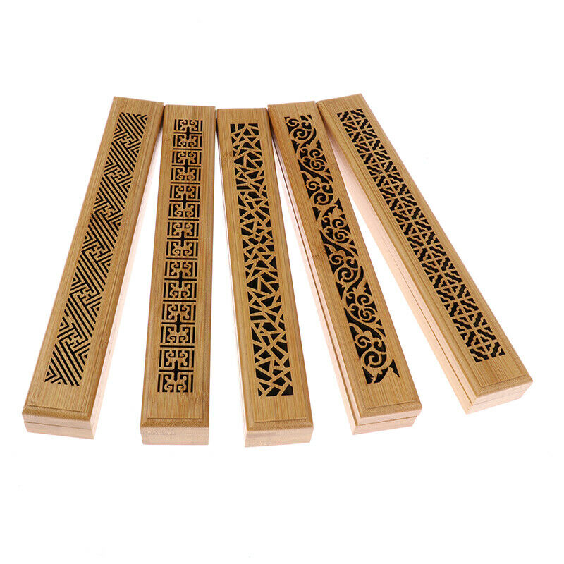 Bamboo Wood Incense Stick Holder Burning Hollow Insence Box Catcher Home .l8
