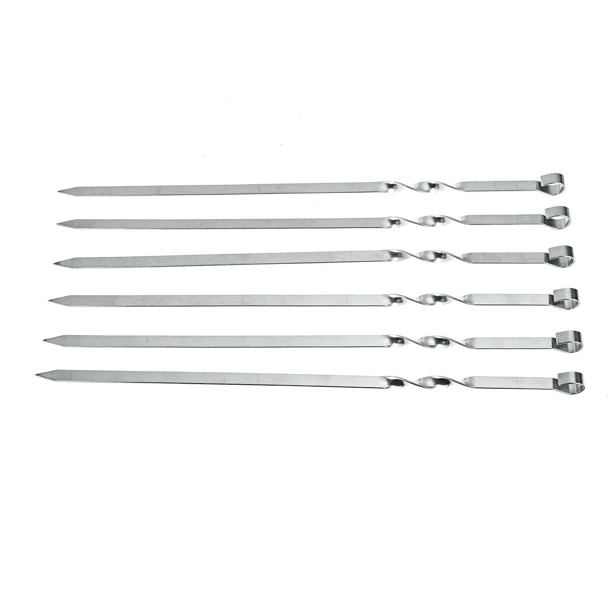 6PCS/SET Stainless Steel Wire BBQ Skewers Wood Handle Grill Roasting Stick