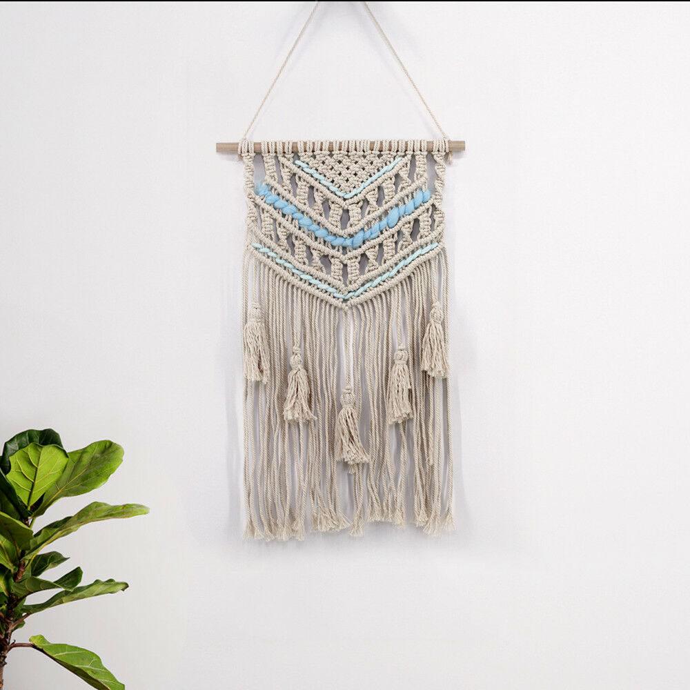 Blue Handmade Macrame Wall Hanging- Woven Wall Art- Macrame Tapestry-Boho Wall D