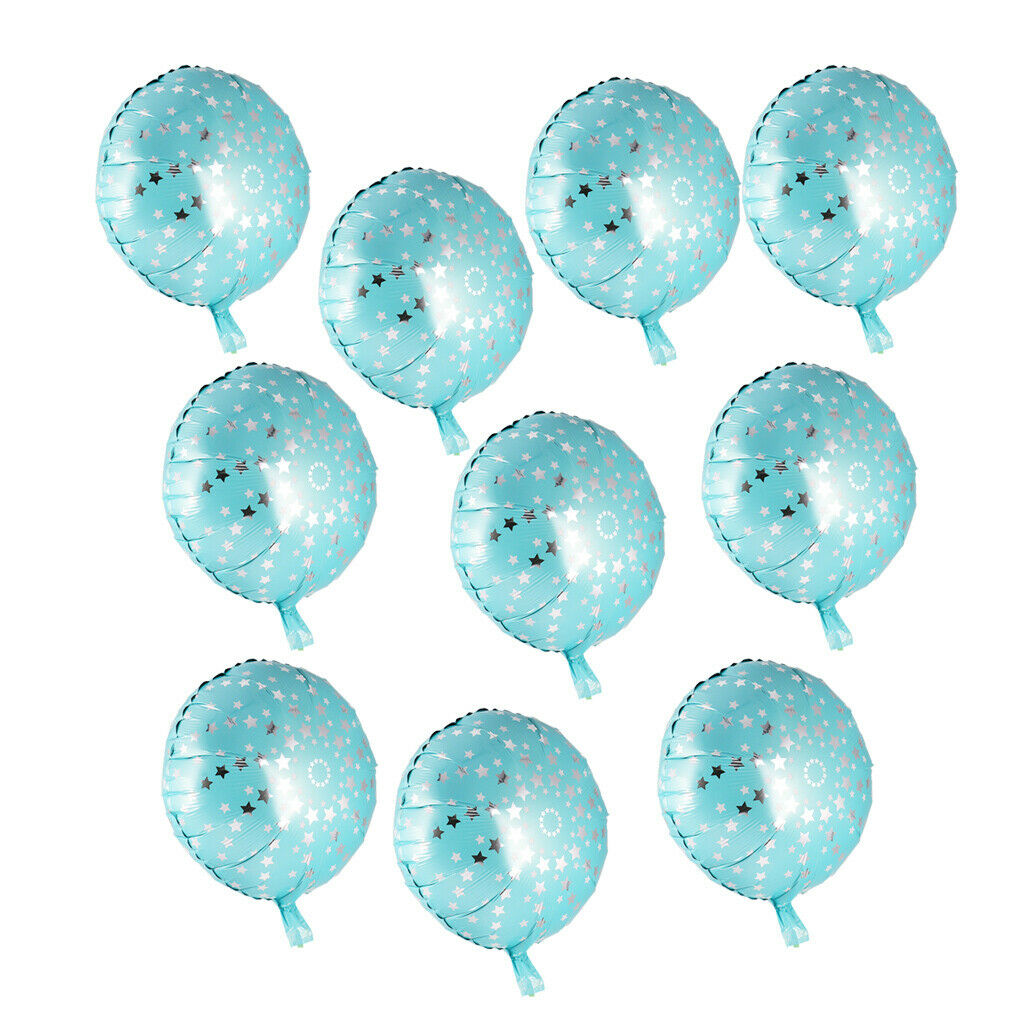 10pcs Round Foil Balloons w/ Star Decoration Wedding Birthday Supplier Blue