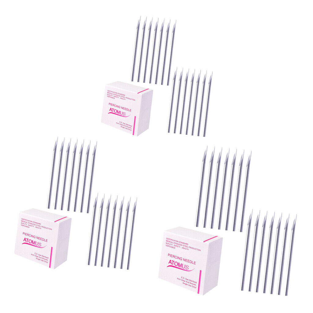 300Set Sterile Ears Piercing Needles Sterilized Tattoo Machine Supplies