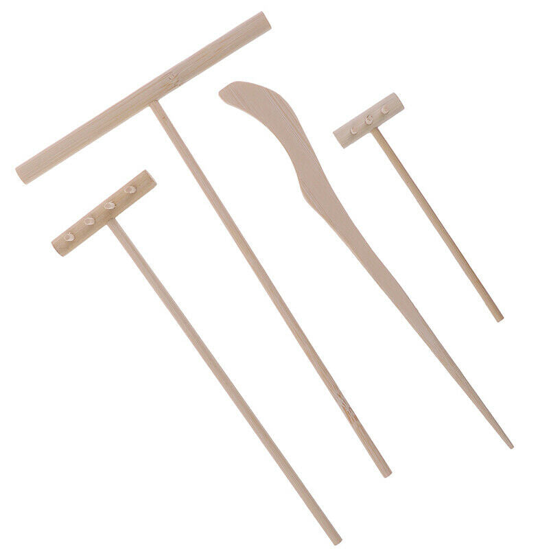 4Pcs Zen Garden Set Meditation Tools Home Decor Bamboo Rake Accessories g.l8