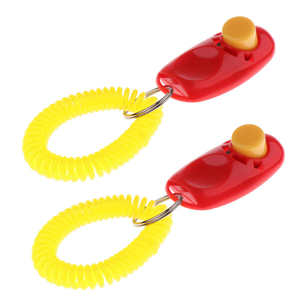 2 Pieces Easy Whistle Dog Puppy Pet Training Obedience Agility Keychain Red