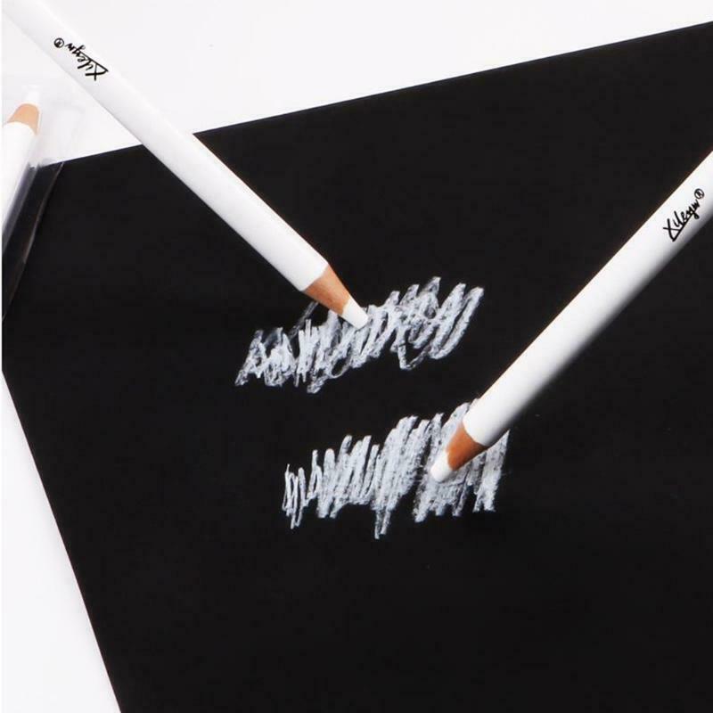 Set of 6 Prmeium White Charcoal Pencils Set 3 Pcs Soft 3 Pcs Medium for Drawing