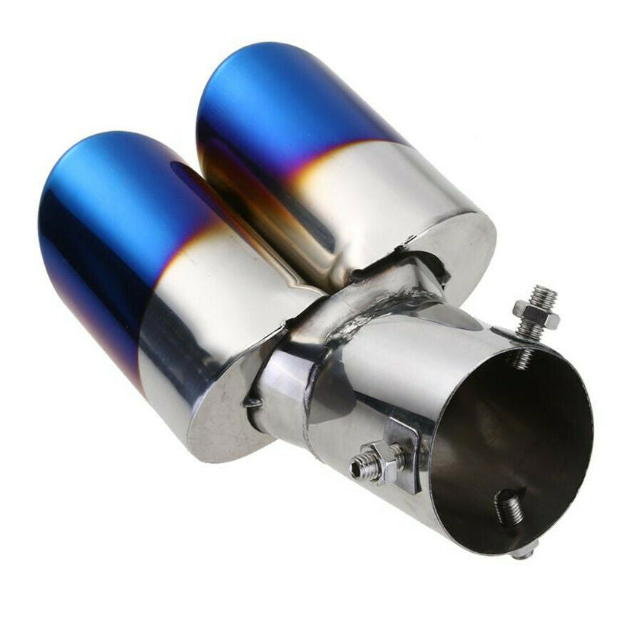 2.5'' Stainless Steel Car Rear Exhaust Tip Tail Pipe Muffler Tip Bright Blue