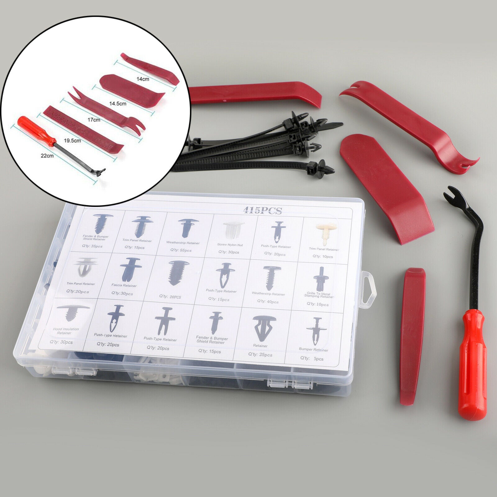 446PCS Fender Door Hood Bumper Trim Clips Body Retainer Assortment&Removal Tool