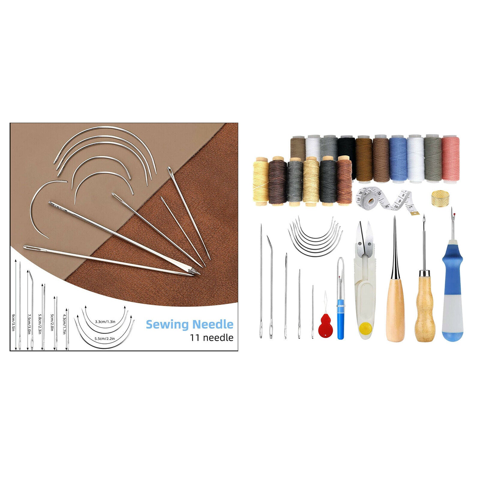 34x Leather Craft Tools Kit Stitching Sewing Waxed Thread Working Hand Tools