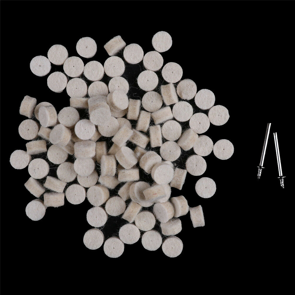 100pcs 13mm Wool Felt Polishing Buffing Pad 2 Shank Grinding Wheel Parts DD