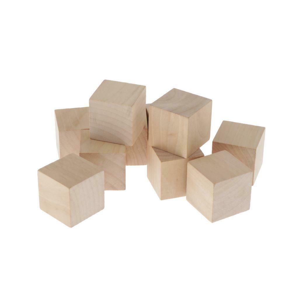 1.57Inch Wood Cubes Natural Craft Wood Blocks (40mm) - Blank Dice Set 10Pcs