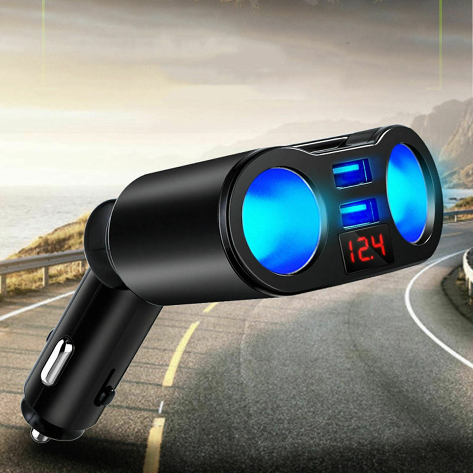 ABS Vehicle Cigarette Lighter Adapter Charger Supplies for Phones Cameras