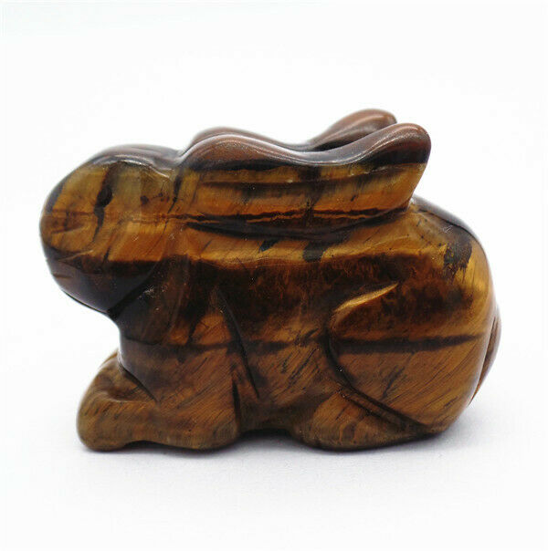75x50x34mm Natural Tiger Eye Gem Carved Rabbit Decoration Statue Decor HH7645