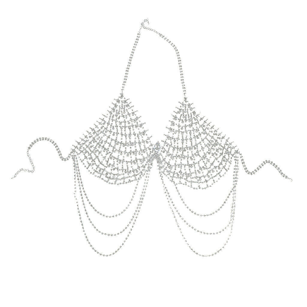 Tassel women body chain fashion jewelry belly harness bikini necklace -