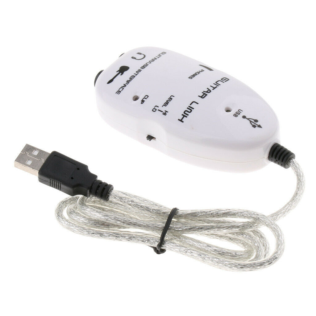 Guitar to USB Link Cable Stereo Headphone Adapter for Instruments Recording