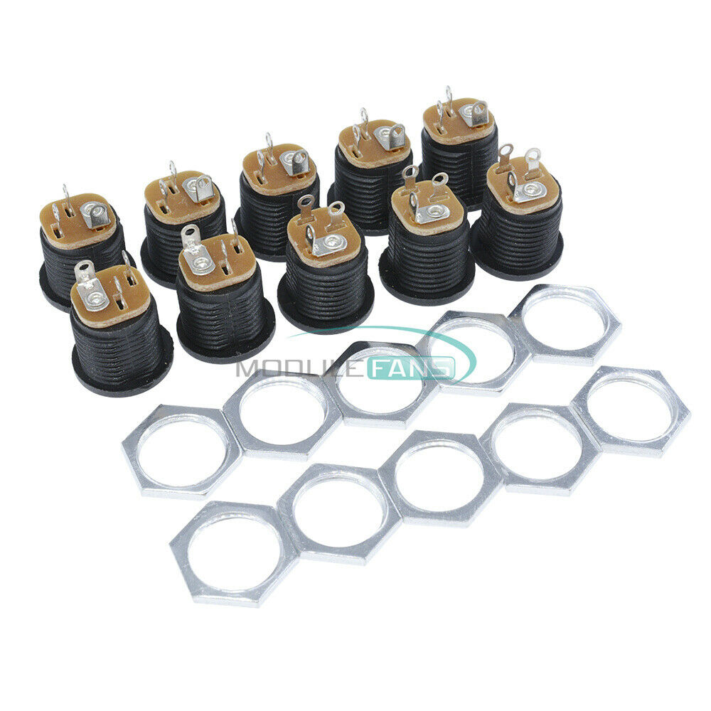 10PCS Effect/Pedal DC Power Supply Jack Socket 2.5mm F/S BK DC022 2.1x5.5mm