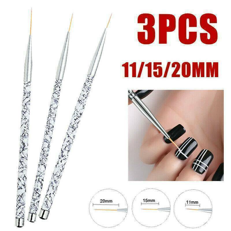 3Pcs 11/15/20mm Nail Art Liner Brush Manicure Ultra-thin Line Drawing Pen newHot