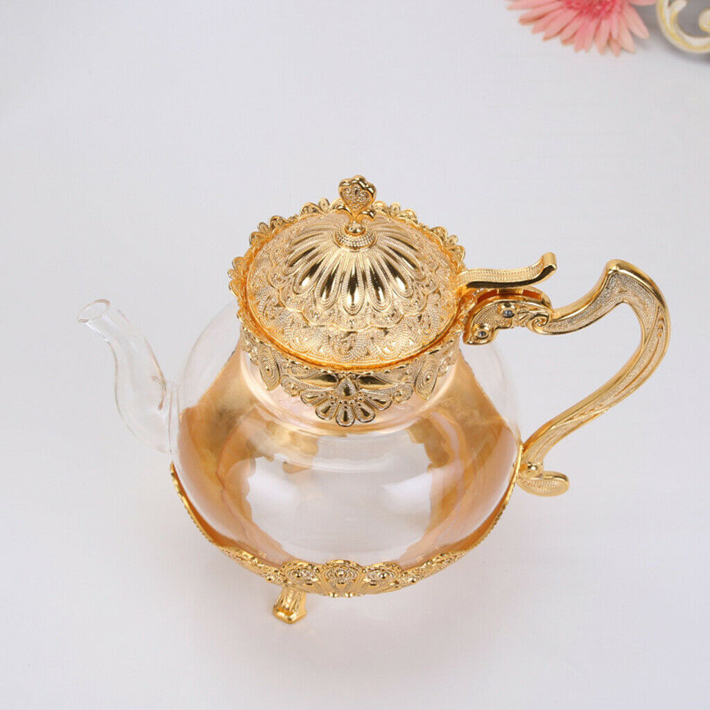 Glass Teapot Metal Juice Pot Glassware Wedding Gifts for Wife Mum Golden