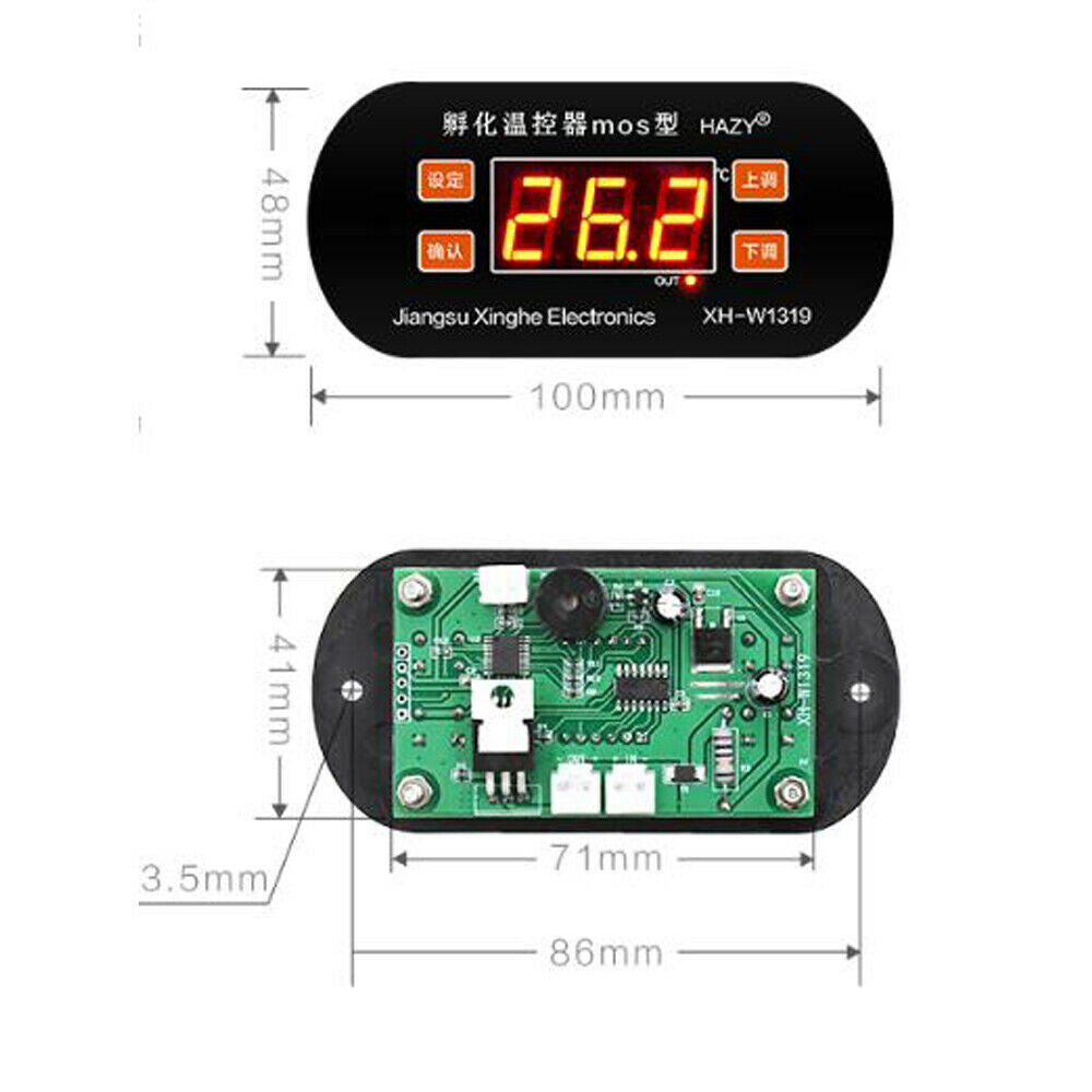 W1319 Digital Thermostat Controller MOS Heating Temperature Control 0.1 Degree