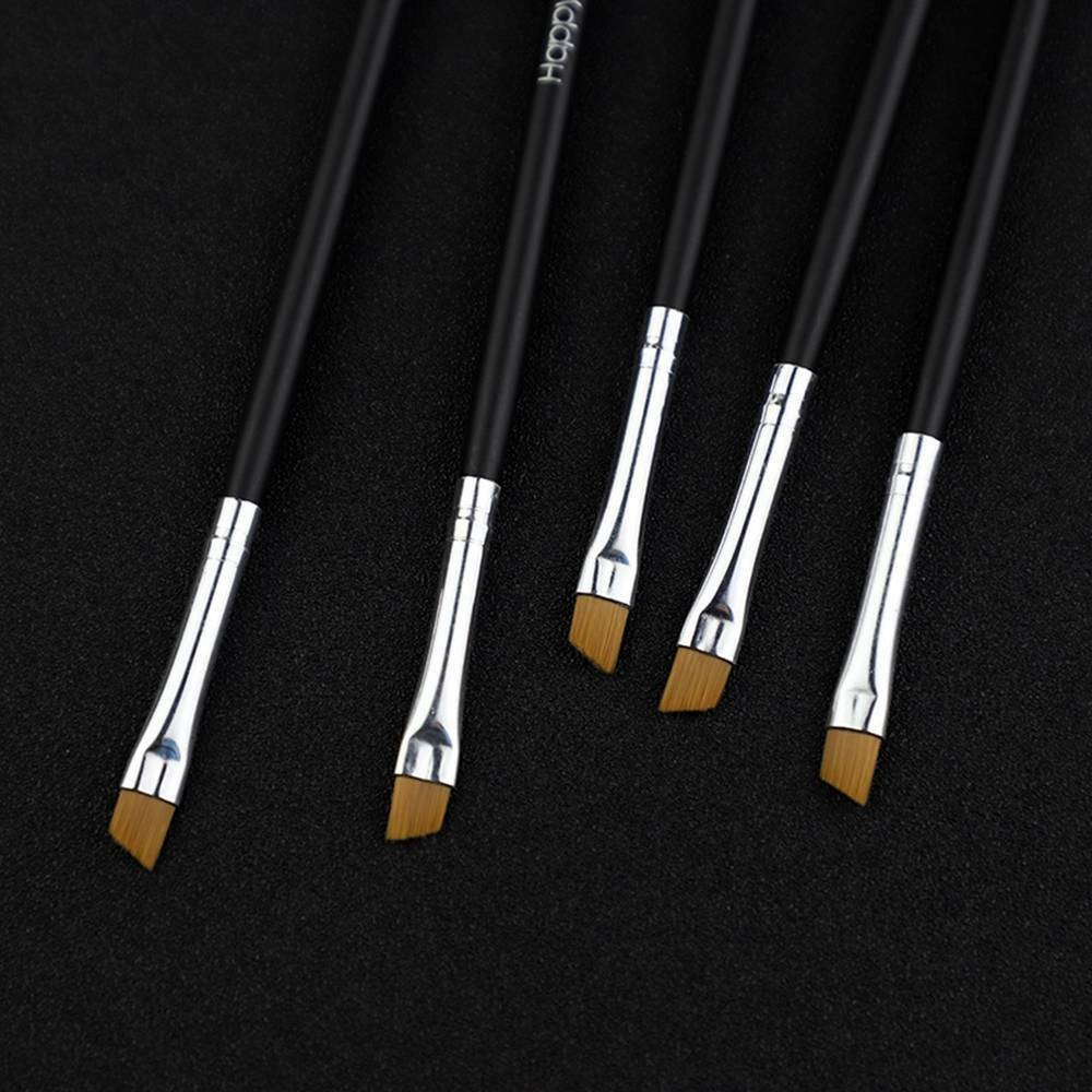 5Pcs Eyebrow Inclined Flat Angled Brush Eyeliner Eyeshadow Eye Brow Makeup Tool~