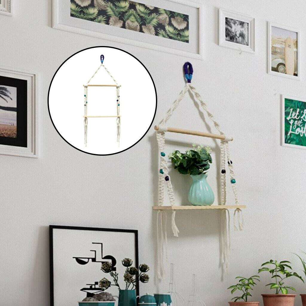 Bohemian Tapestry Shelf Wall Hanging Floating Rack Backdrop Decoration Craft