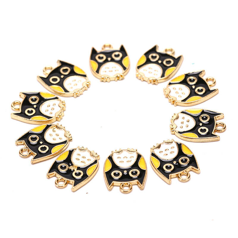 10Pcs/Set Enamel Alloy Owl Charms Animals Pendant Jewelry DIY Making Craft G Rf