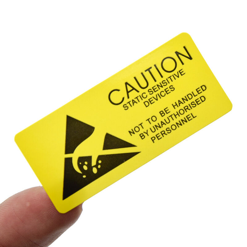 100 Pcs Yellow Anti-Static Label Stickers Static Sensitive Devices 5.5cmx2.5cm