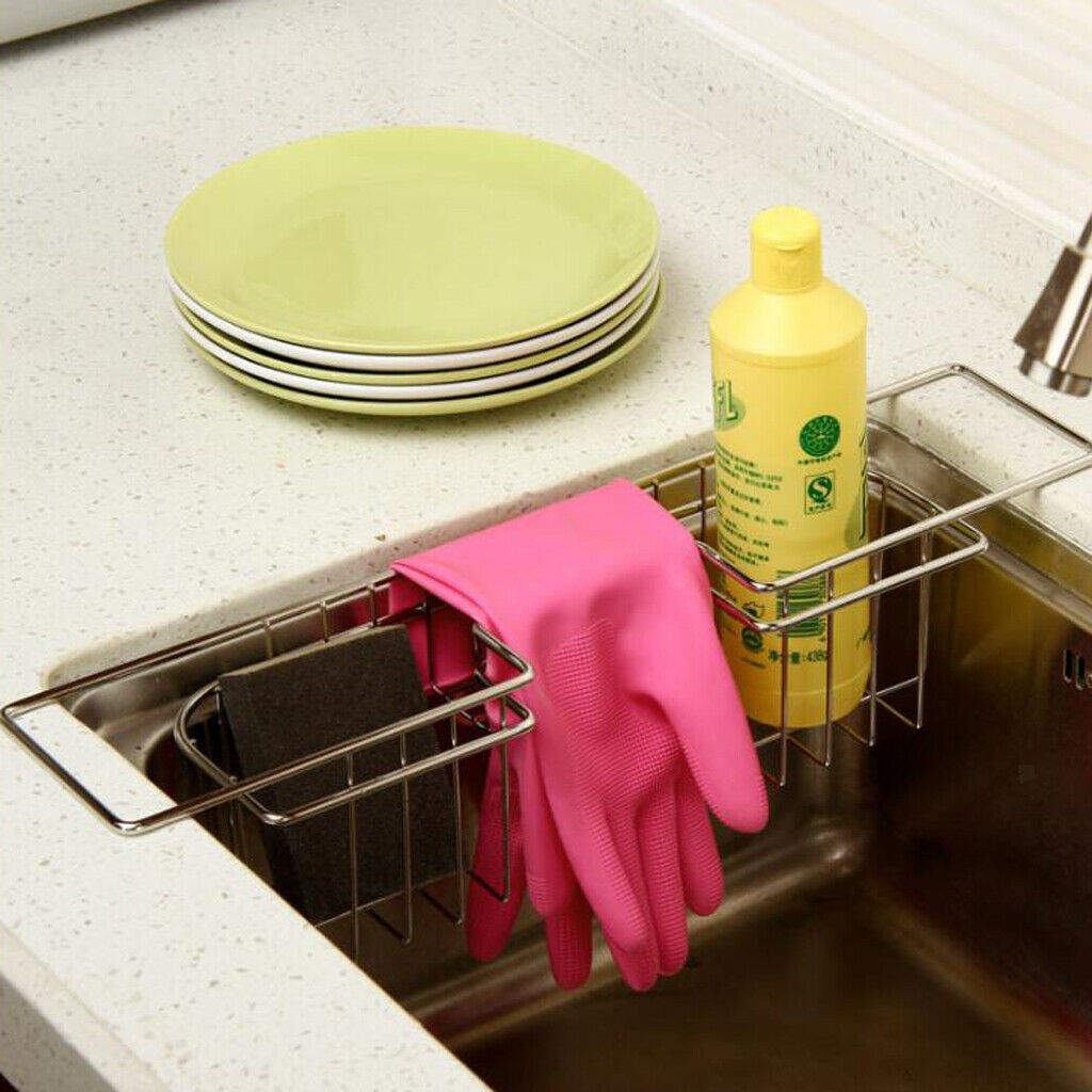 Stainless Steel Sink Neat Basket Caddy Utensil Holder Rack Drainer