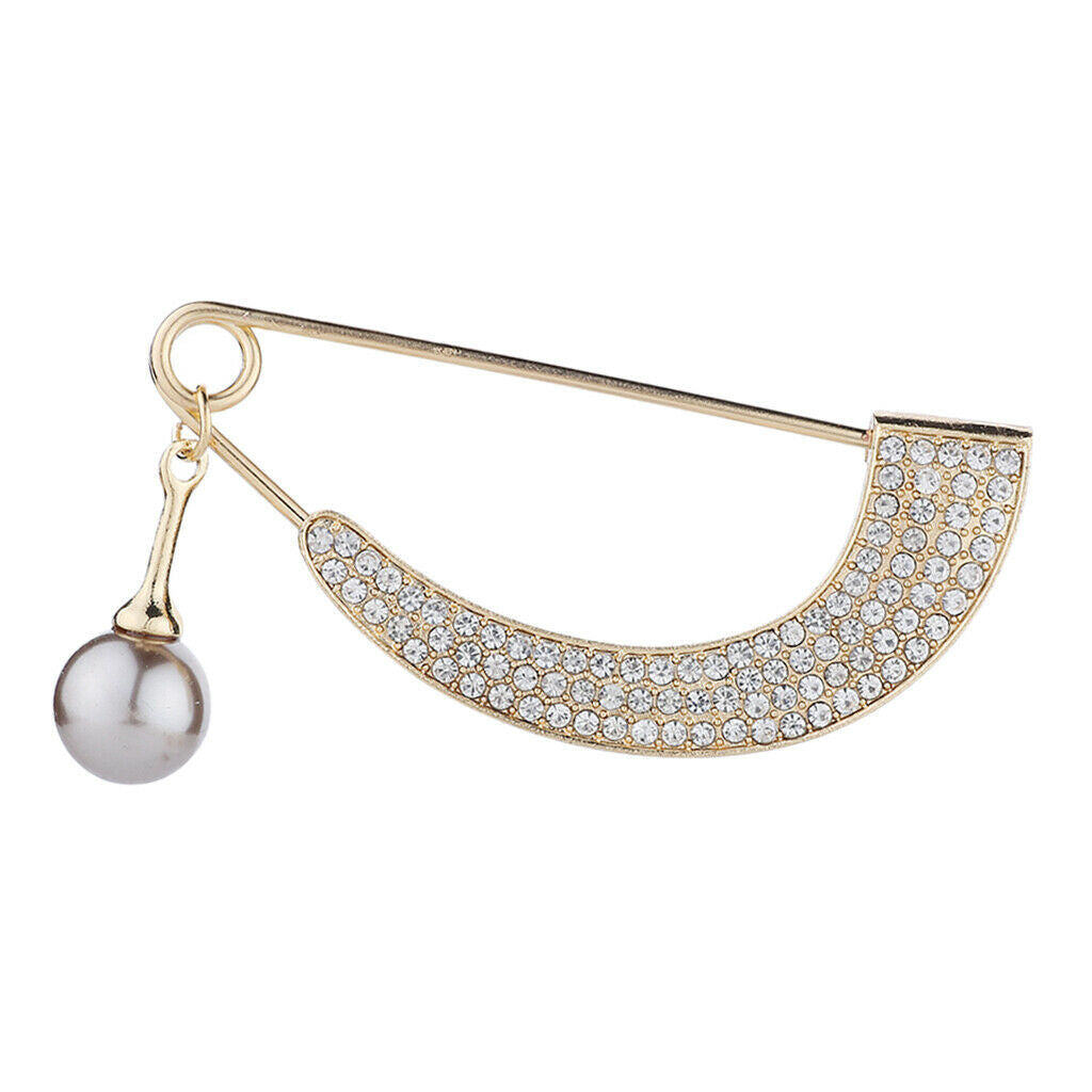 2 Pcs Women's Shawl Clip Full Crystal Brooch Pins Safety Pin Brooch Jewelry