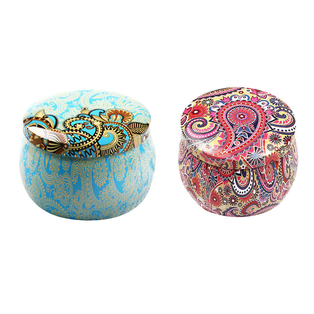 2x Decorative Sugar Bowl Tinplate Kitchen Accessory Storage Box