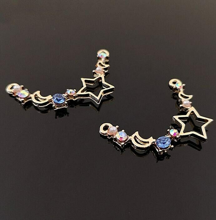 10pcs Star moon Necklace pendant Alloy fittings  Handmade Necklace Accessories