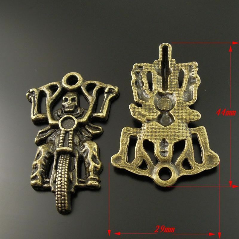 9pc/lots Retro Bronze Alloy Skeleton In Motorcycle Charms Pendants Crafts 35246