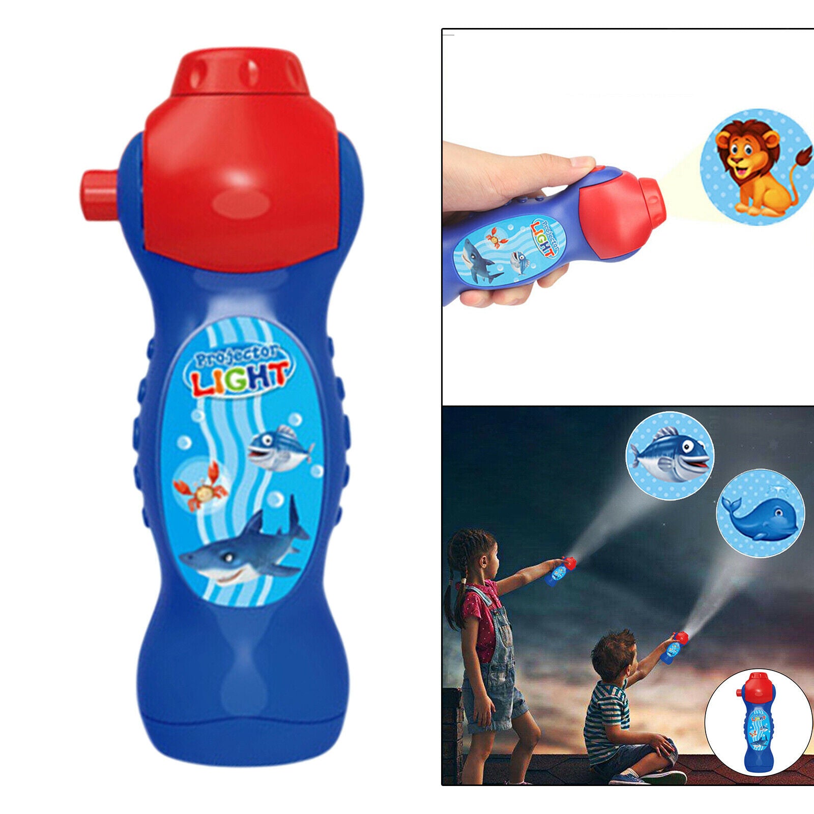 Kids Baby Animal Pattern Torch Projector Flashlight Bedtime Story Toys Gift