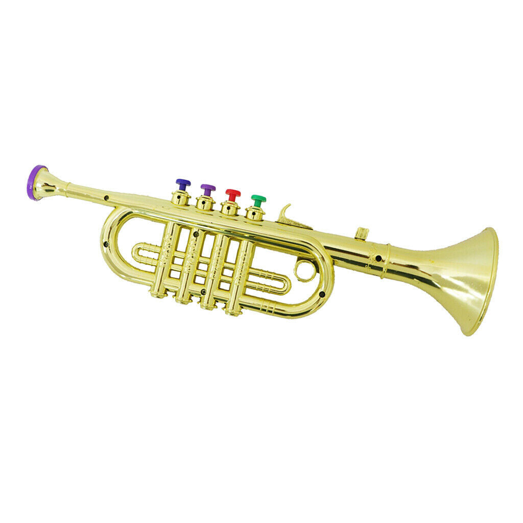 34cm Trumpet Present Horn Wind Instrument with 3 Colored Keys Lightweight
