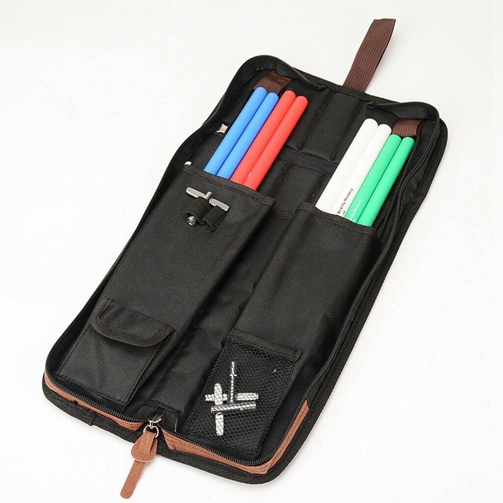 Cotton Padded Drumstick Bag - Soft Carrying Case for Sticks Mallets Gray