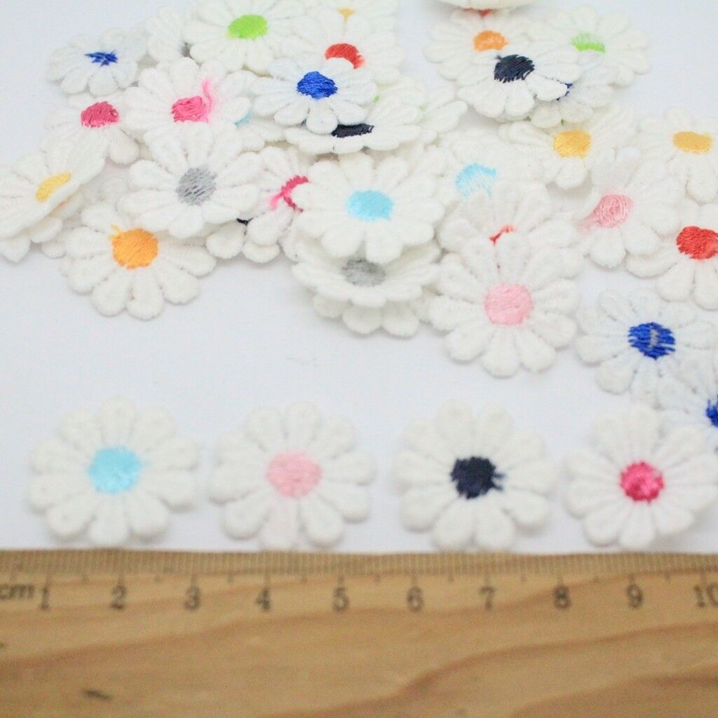 50Pcs Flower Embroidered Sew On Applique Lace Patch Sewing Trims for Clothes